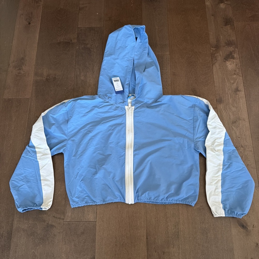 NWT Prince Pickleball Women's Woven Zip-Front Hooded Jacket Light Blue Size XL
